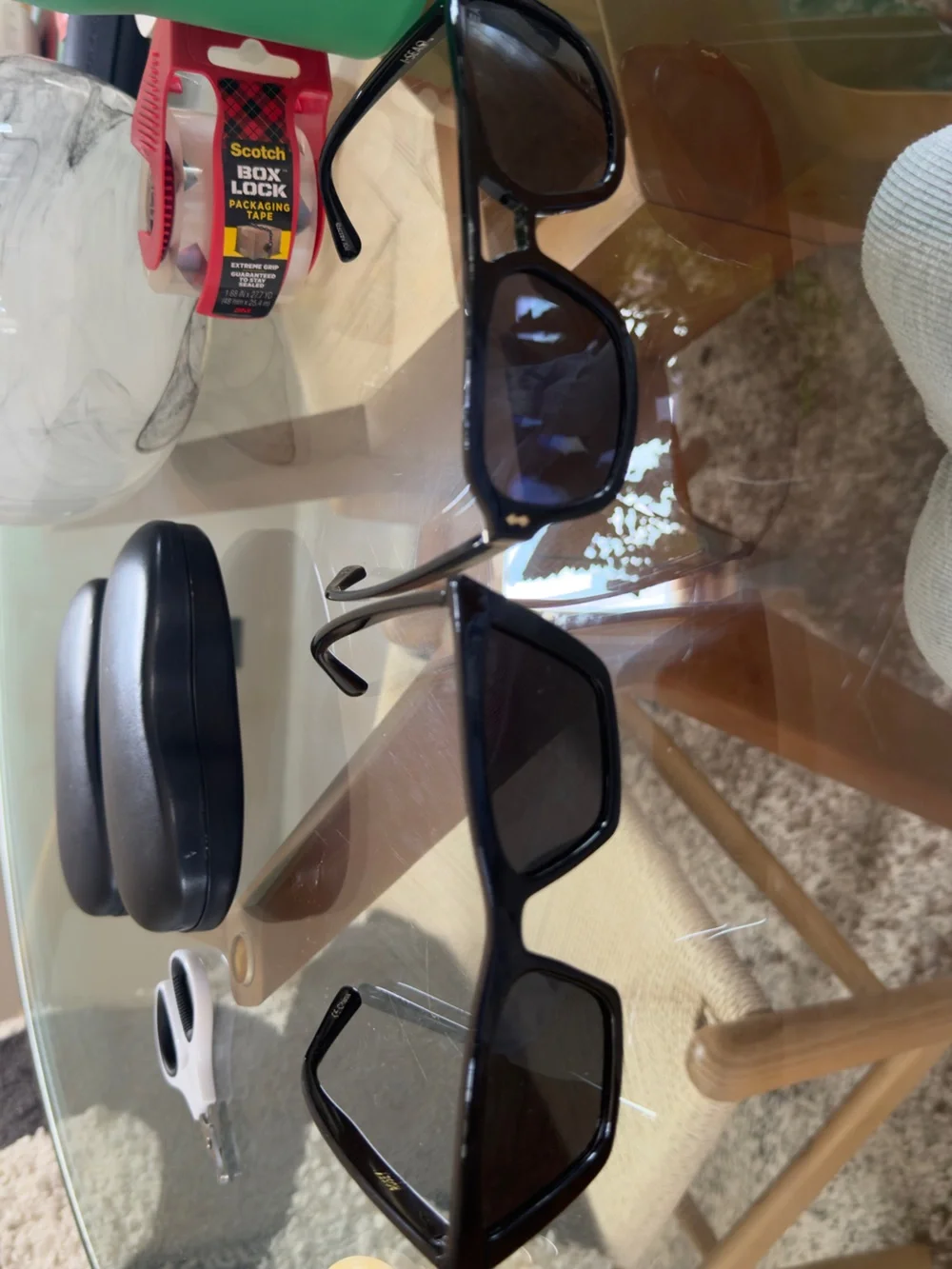 Men's Black Rectangular Sunglasses - Polarized Dark Lenses